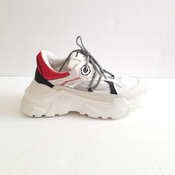 MOA Master of Arts Shoes - MOA Master Of Arts Lace Up White Red Mesh Leather Sneakers Size 40 US 9.5